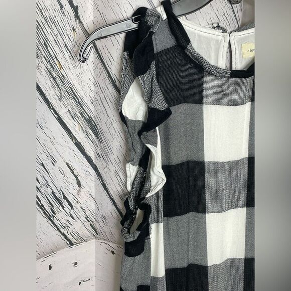 Anthropologie Cloth & Stone Ruffled Buffalo Check Romper M - Picture 6 of 9